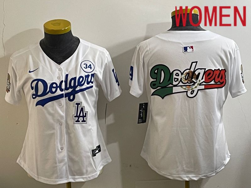 Women Los Angeles Dodgers Blank White Game 2024 Nike MLB Jersey style 11213->women mlb jersey->Women Jersey